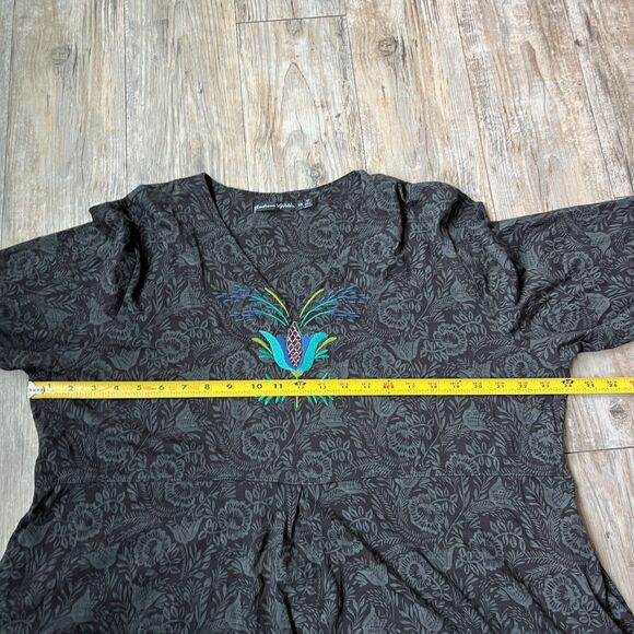 Gudrun Sjoden SZ XXL 100% Organic Cotton Embroidered Black Grey Tunic Dress - Picture 6 of 8
